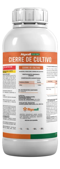 Algacell Phos Zinc Cierre de Cultivo, Granos y caña