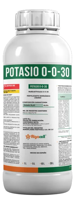 Algacell Potasio 0-0-30, Nutrición